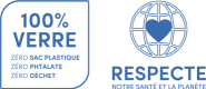 Logo 100% verre zéro plastique biotyfood Respecte notre santé et la planète